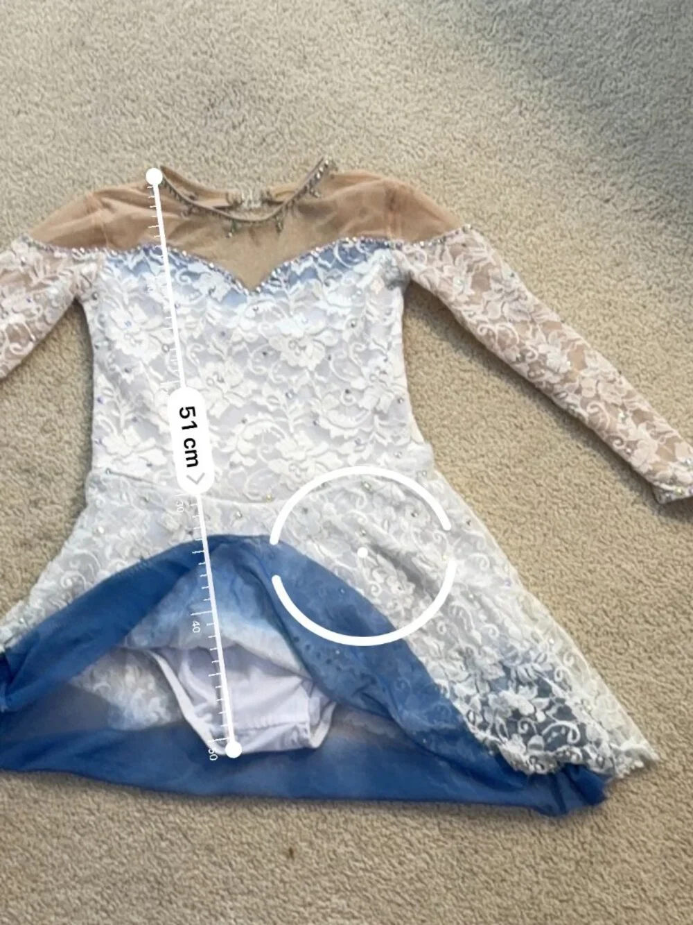 Pre-Owned White Crystal Figure Skating Dress Girls 6–8